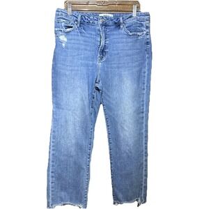 Mica Los Angeles Raw Hem Straight Leg Jeans Womens 31 Light Wash Distressed‎